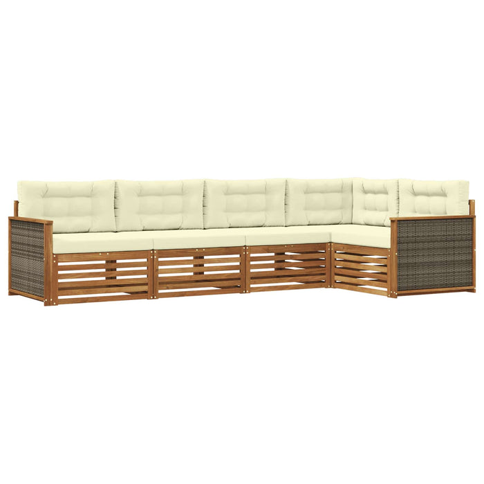 Set de canapele de exterior cu pernă 5 pcs Natural și Crem WALTI