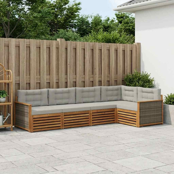 Set de canapele de exterior 5 pcs Natural și gri deschis WALTI