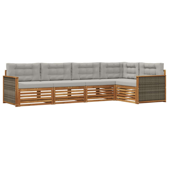 Set de canapele de exterior 5 pcs Natural și gri deschis WALTI