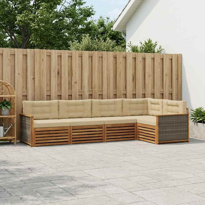 Set de canapele de exterior cu pernă 5 pcs Natural și Bej WALTI