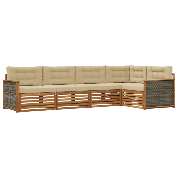 Set de canapele de exterior cu pernă 5 pcs Natural și Bej WALTI