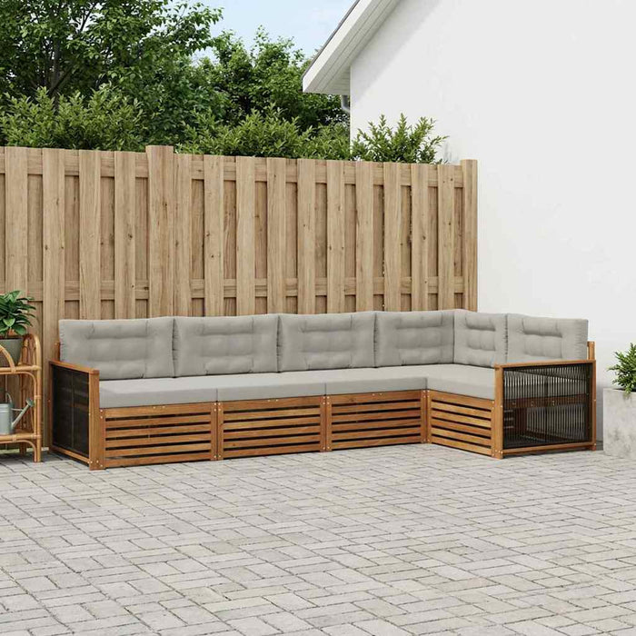 Set de canapele de exterior 5 pcs Natural și gri deschis WALTI