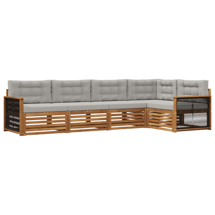 Set de canapele de exterior 5 pcs Natural și gri deschis WALTI