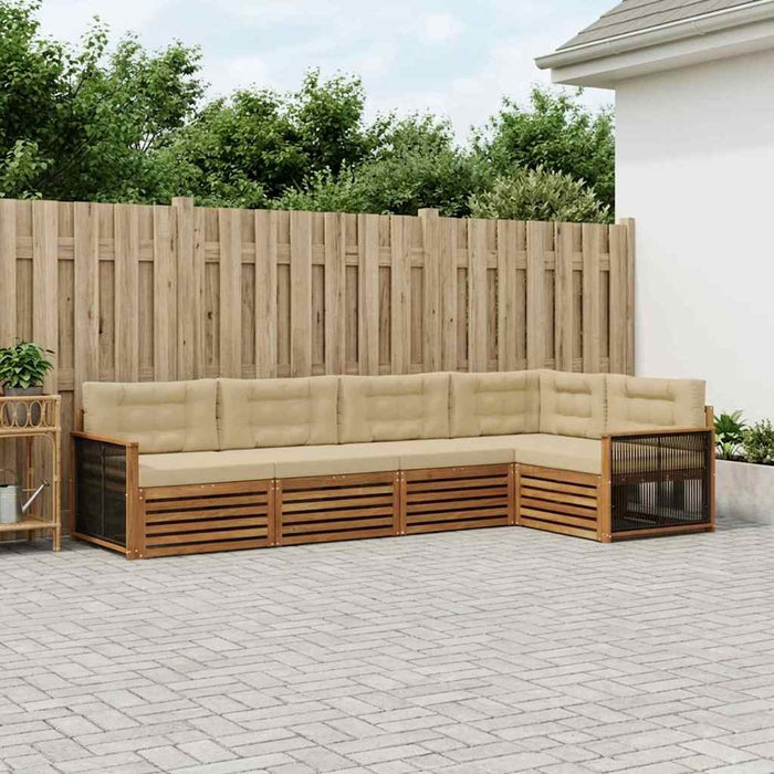 Set de canapele de exterior cu pernă 5 pcs Natural și Bej WALTI
