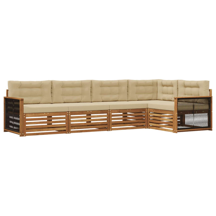 Set de canapele de exterior cu pernă 5 pcs Natural și Bej WALTI