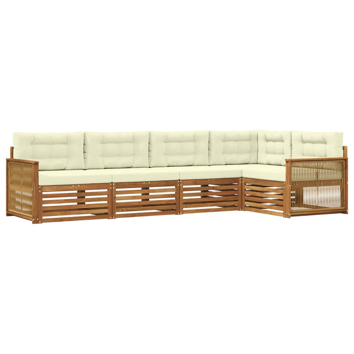 Set de canapele de exterior cu pernă 5 pcs Natural și Crem WALTI