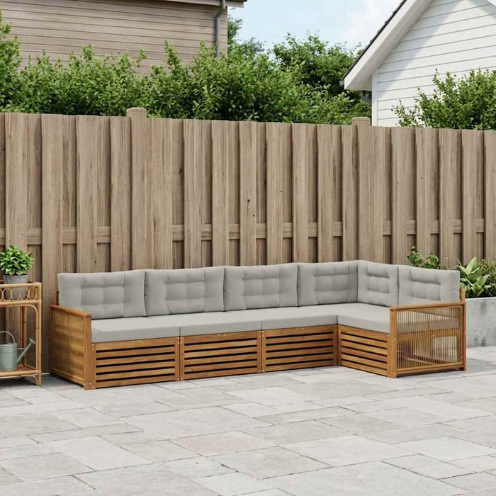 Set de canapele de exterior 5 pcs Natural și gri deschis WALTI
