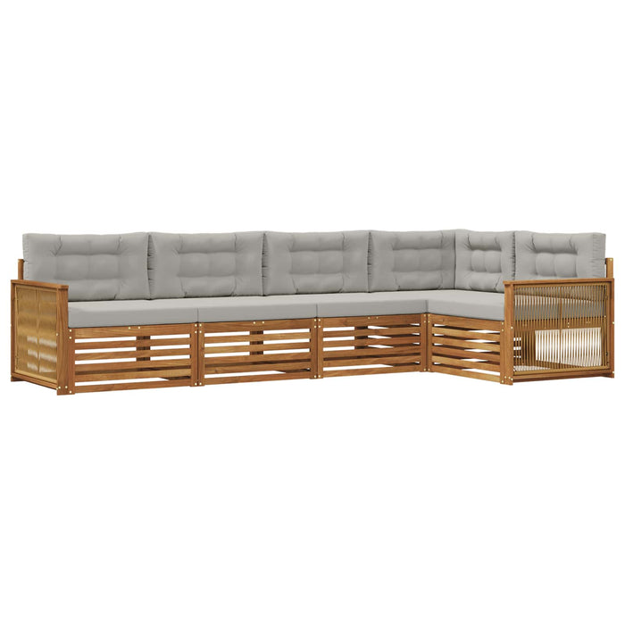 Set de canapele de exterior 5 pcs Natural și gri deschis WALTI