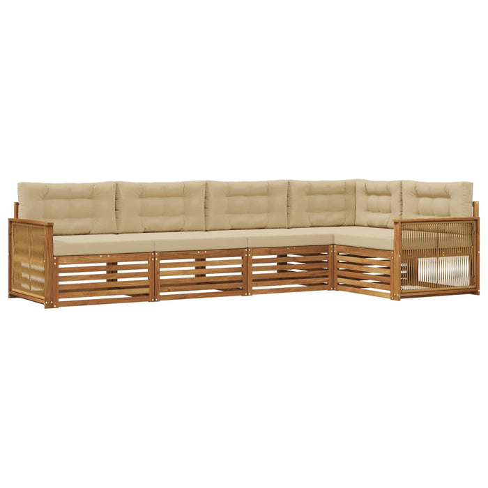 Set de canapele de exterior cu pernă 5 pcs Natural și Bej WALTI