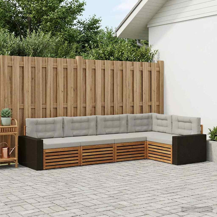 Set de canapele de exterior 5 pcs Natural și gri deschis WALTI