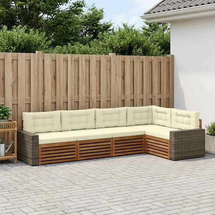 Set de canapele de exterior 5 pcs Natural și Crem WALTI