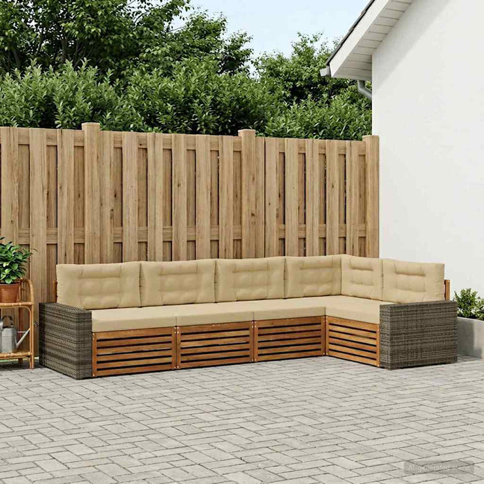 Set de canapele de exterior 5 pcs Natural și Bej WALTI