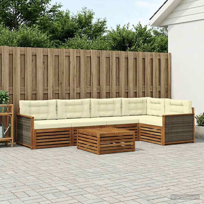 Set de canapele de exterior cu pernă 6 pcs Natural și Crem WALTI
