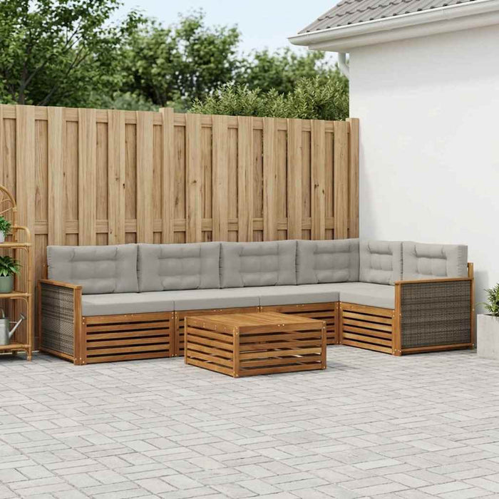 Set de canapele de exterior 6 pcs Natural și gri deschis WALTI