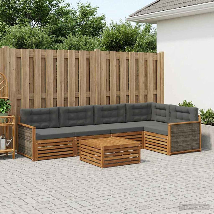 Set de canapele de exterior cu pernă 6 pcs Natural și Antracit WALTI