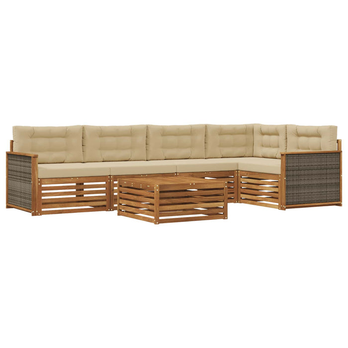 Set de canapele de exterior cu pernă 6 pcs Natural și Bej WALTI