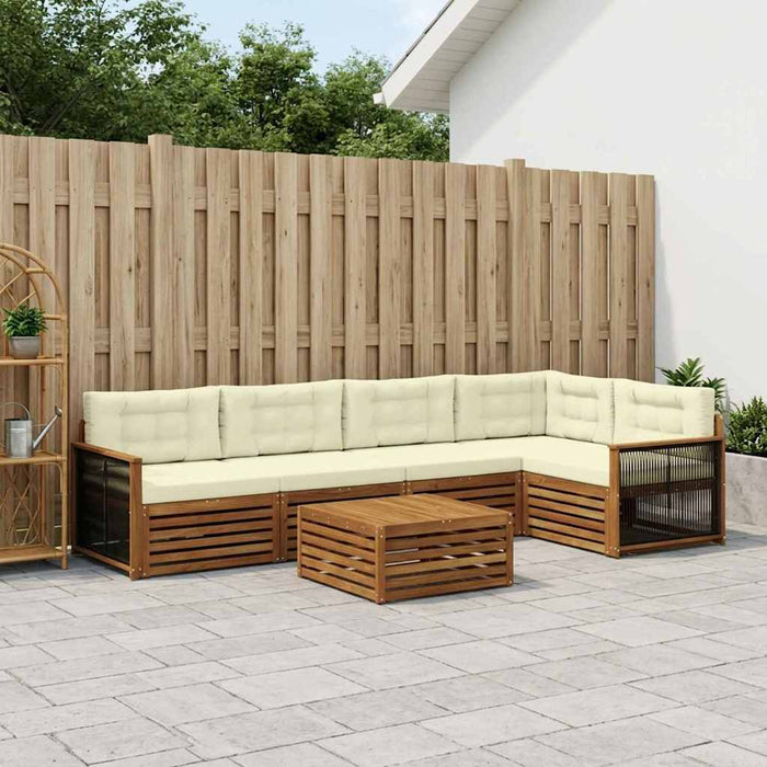 Set de canapele de exterior cu pernă 6 pcs Natural și Crem WALTI