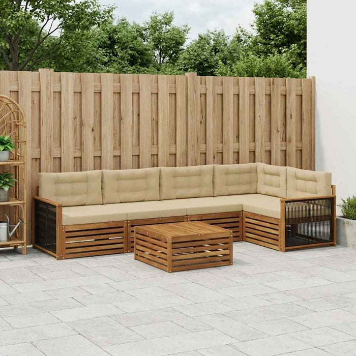 Set de canapele de exterior cu pernă 6 pcs Natural și Bej WALTI