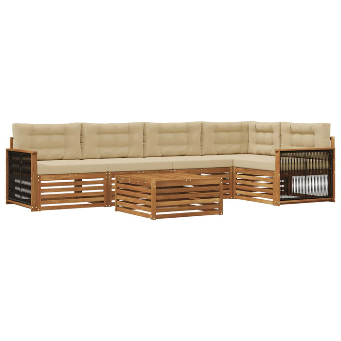 Set de canapele de exterior cu pernă 6 pcs Natural și Bej WALTI