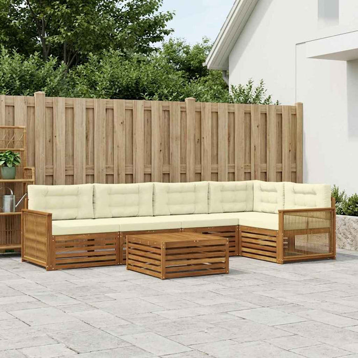 Set de canapele de exterior cu pernă 6 pcs Natural și Crem WALTI