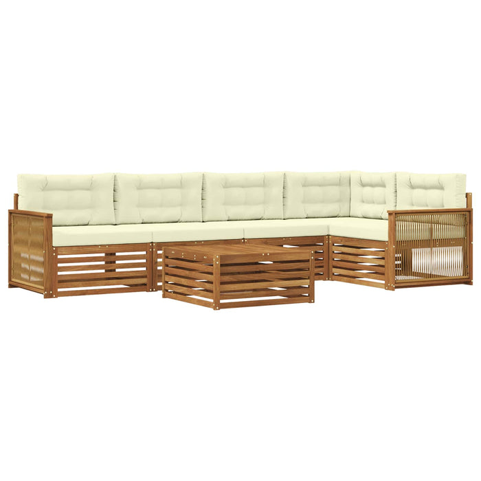 Set de canapele de exterior cu pernă 6 pcs Natural și Crem WALTI