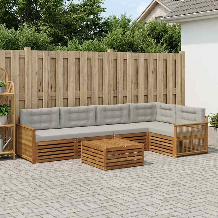 Set de canapele de exterior 6 pcs Natural și gri deschis WALTI