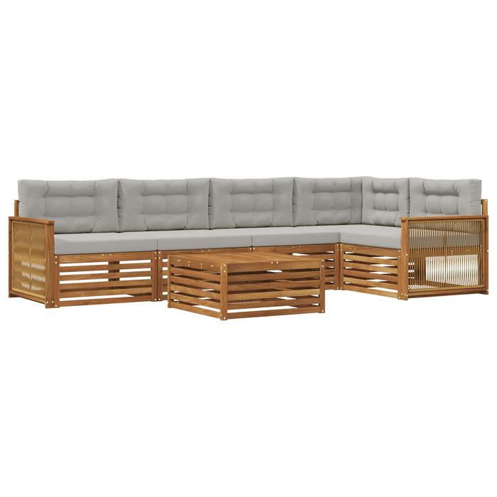 Set de canapele de exterior 6 pcs Natural și gri deschis WALTI