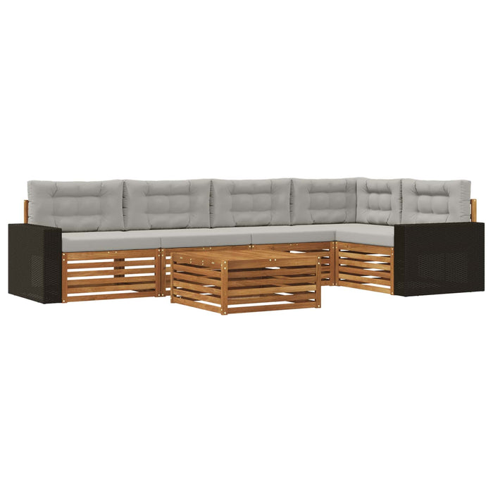 Set de canapele de exterior 6 pcs Natural și gri deschis WALTI