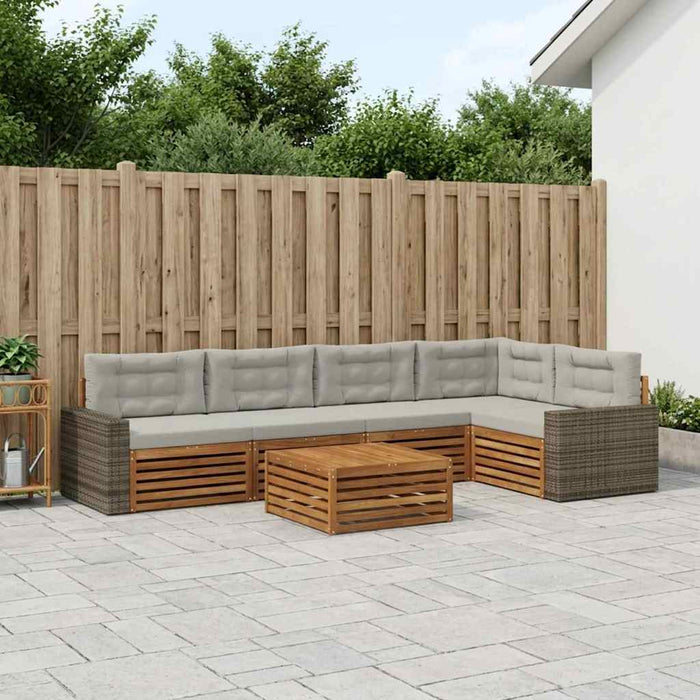 Set de canapele de exterior 6 pcs Natural și gri deschis WALTI