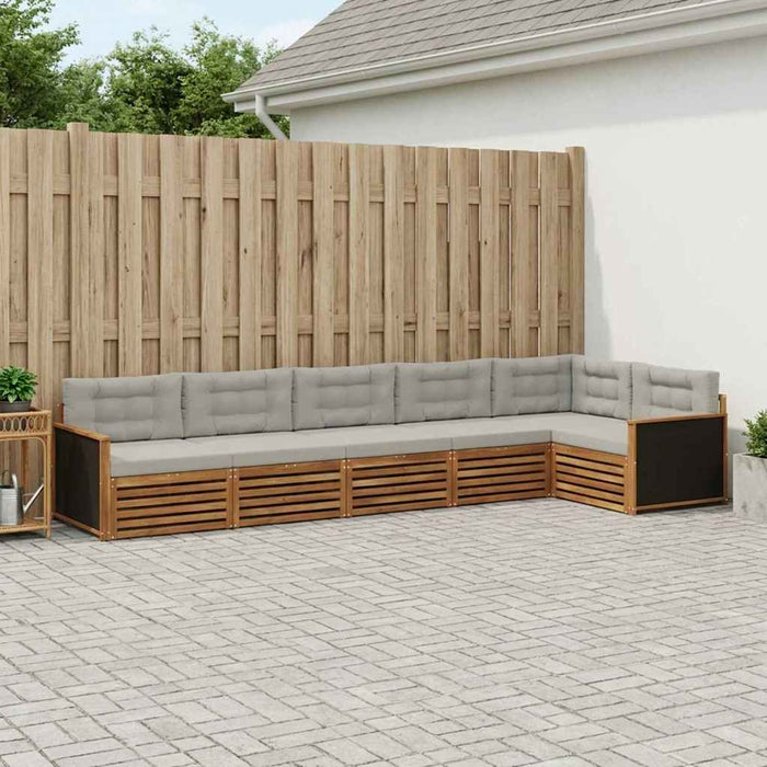 Set de canapele de exterior 6 pcs Natural și gri deschis WALTI