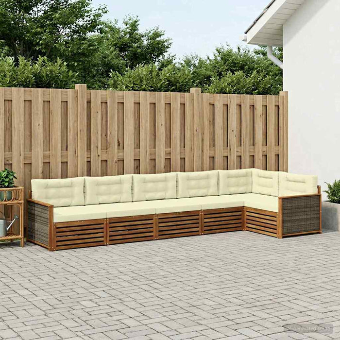 Set de canapele de exterior cu pernă 6 pcs Natural și Crem WALTI