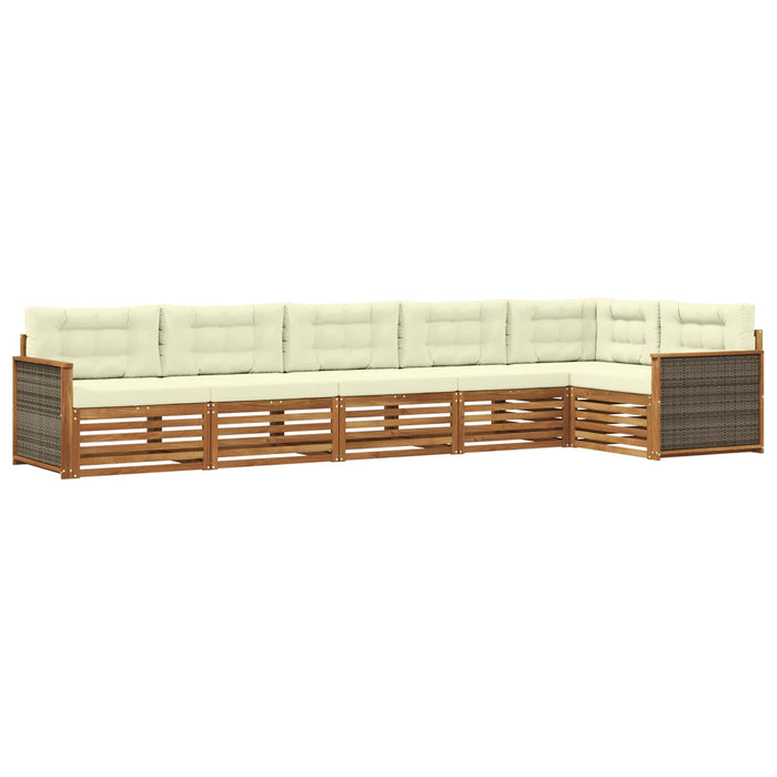 Set de canapele de exterior cu pernă 6 pcs Natural și Crem WALTI