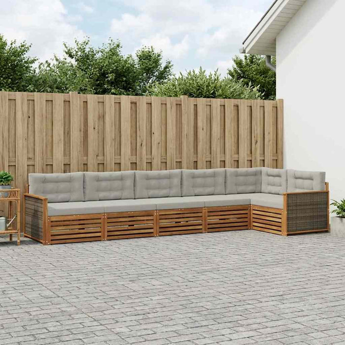 Set de canapele de exterior 6 pcs Natural și gri deschis WALTI