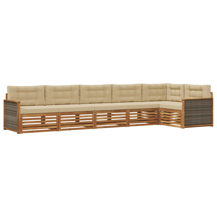 Set de canapele de exterior cu pernă 6 pcs Natural și Bej WALTI