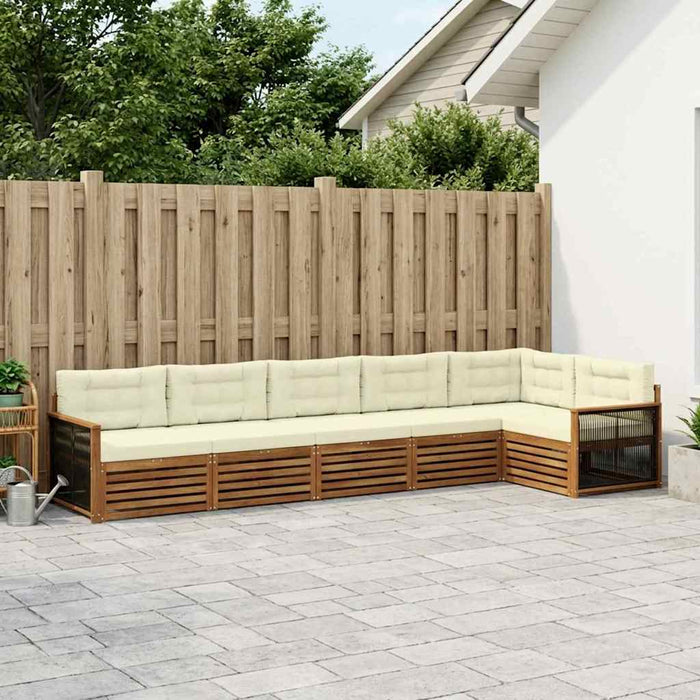 Set de canapele de exterior cu pernă 6 pcs Natural și Crem WALTI