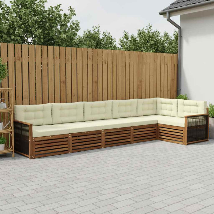 Set de canapele de exterior cu pernă 6 pcs Natural și Crem WALTI