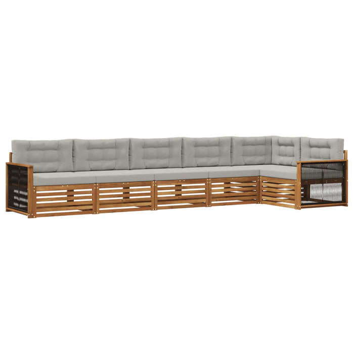 Set de canapele de exterior 6 pcs Natural și gri deschis WALTI