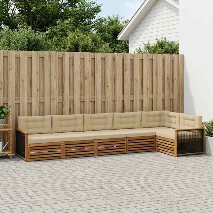 Set de canapele de exterior cu pernă 6 pcs Natural și Bej WALTI