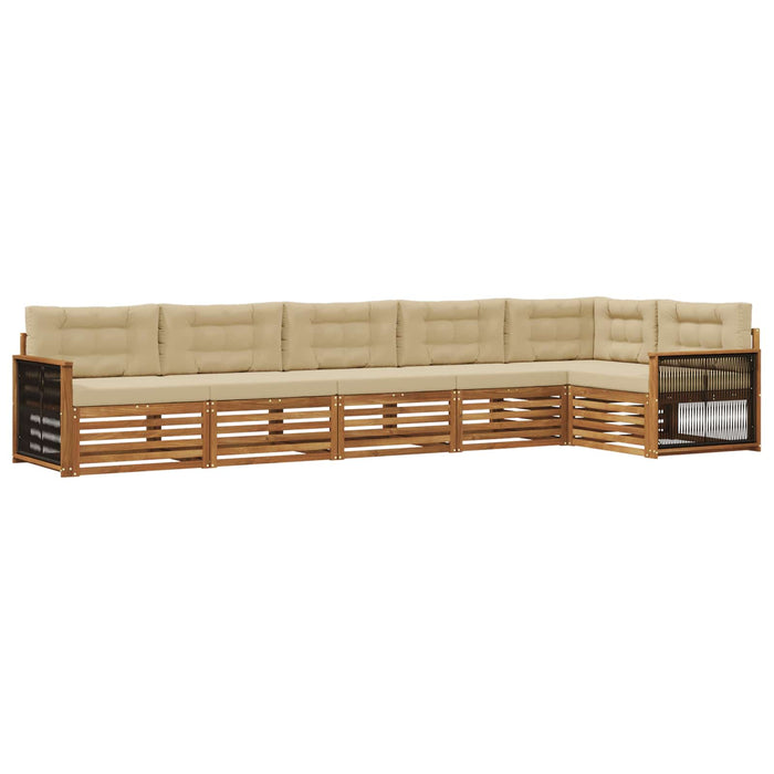 Set de canapele de exterior cu pernă 6 pcs Natural și Bej WALTI
