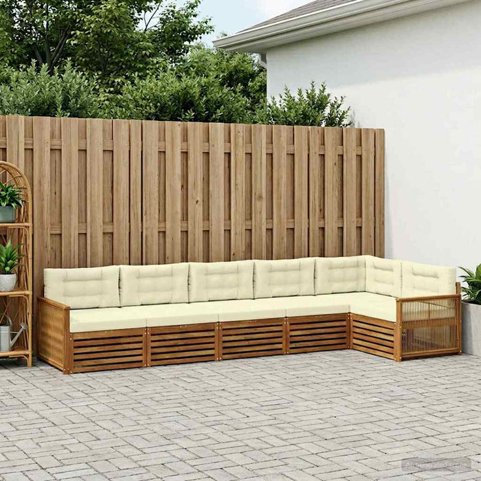 Set de canapele de exterior cu pernă 6 pcs Natural și Crem WALTI