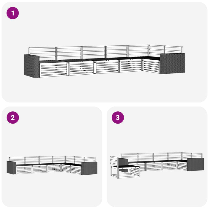Set de canapele de exterior 6 pcs natural 402 x 172,5 x 73 cm WALTI