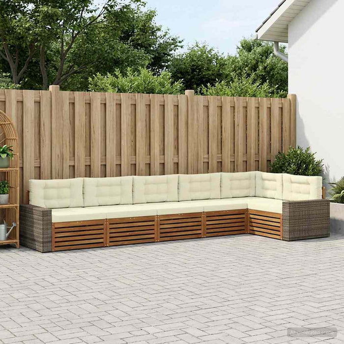 Set de canapele de exterior 6 pcs Natural și Crem WALTI