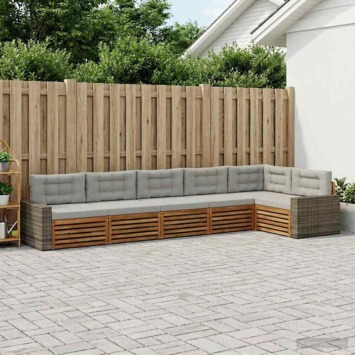 Set de canapele de exterior 6 pcs Natural și gri deschis WALTI