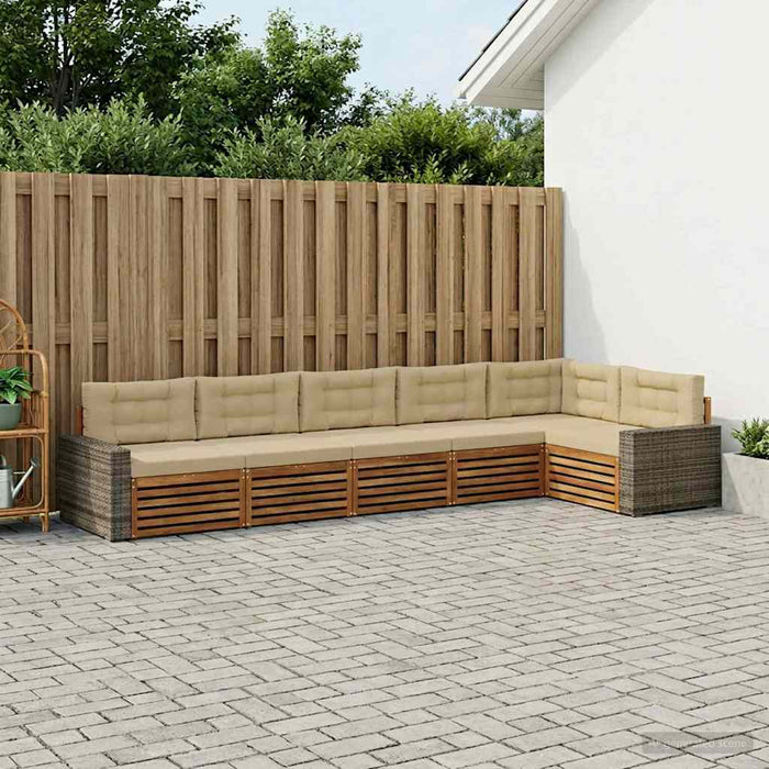 Set de canapele de exterior 6 pcs Natural și Bej WALTI