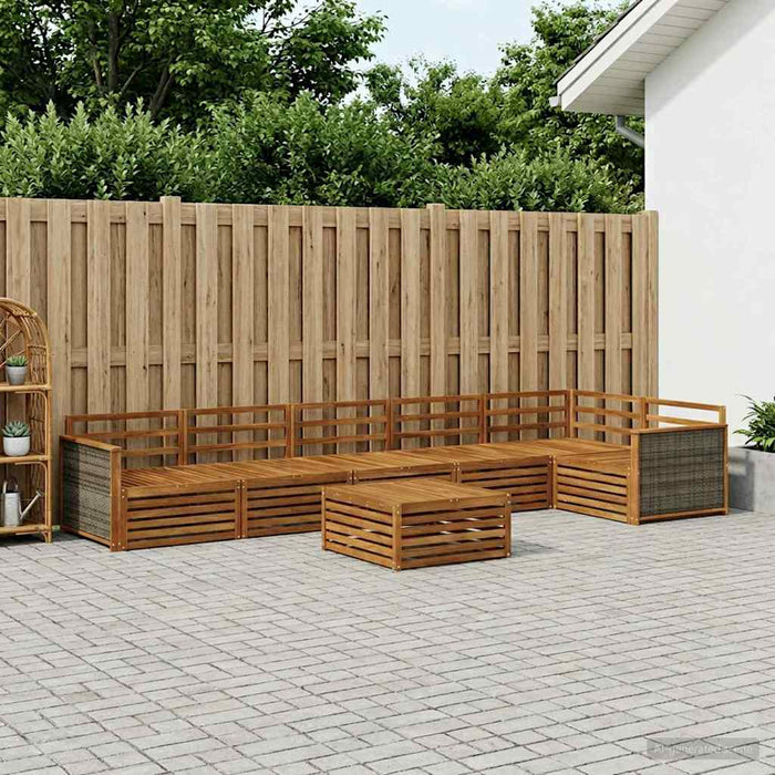 Set de canapele de exterior 7 pcs natural Lemn Solid de Acacia WALTI