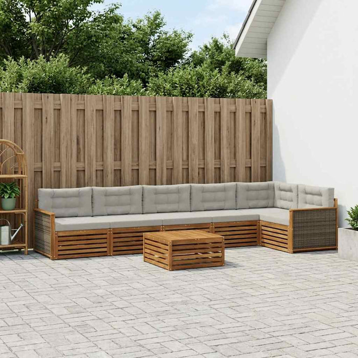 Set de canapele de exterior 7 pcs Natural și gri deschis WALTI