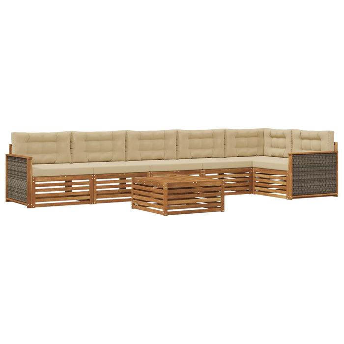 Set de canapele de exterior cu pernă 7 pcs Natural și Bej WALTI