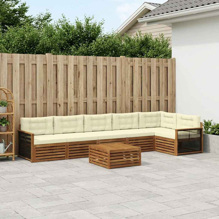 Set de canapele de exterior cu pernă 7 pcs Natural și Crem WALTI