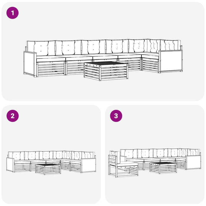 Set de canapele de exterior 7 pcs Natural și gri deschis WALTI