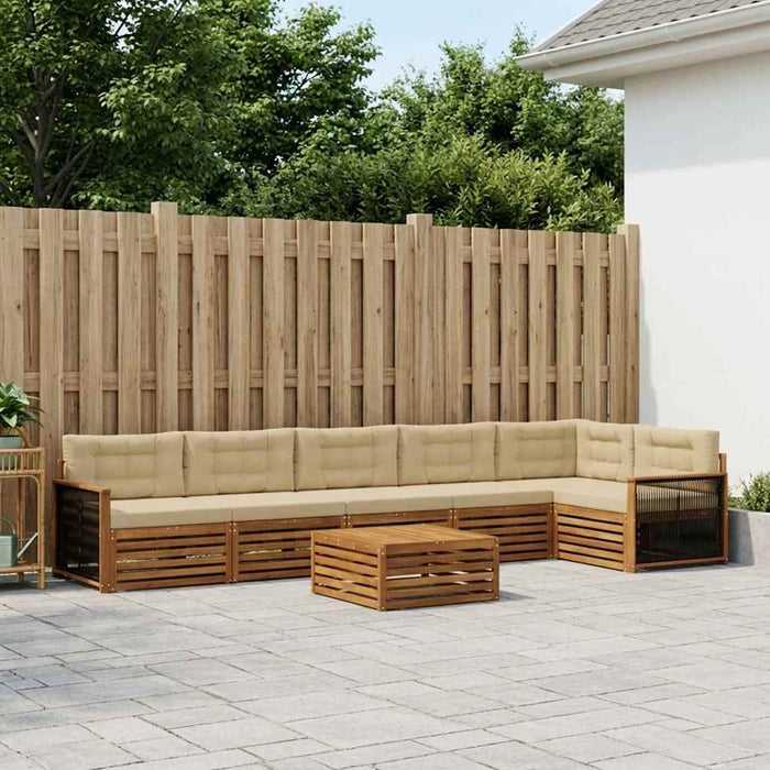 Set de canapele de exterior cu pernă 7 pcs Natural și Bej WALTI